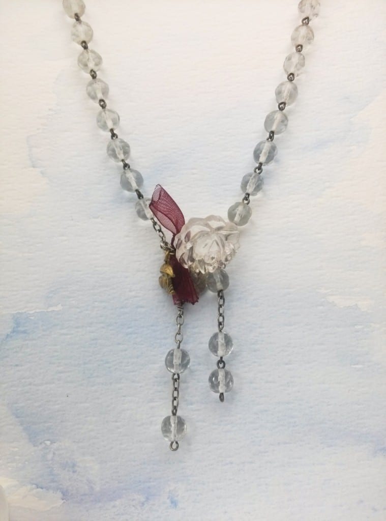 collier-perles-cristal-ancien-chapelet-avec-bracelet-et-breloque-rose-(10)