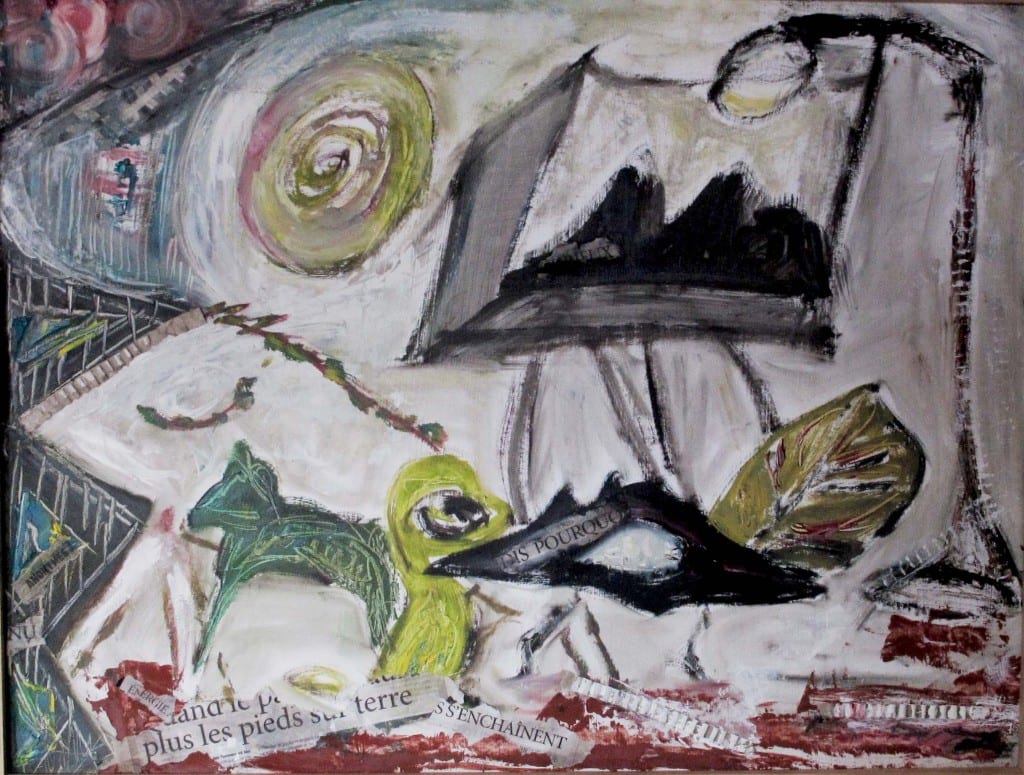 Plus les pieds sur terre -techniques mixtes - 50*65 