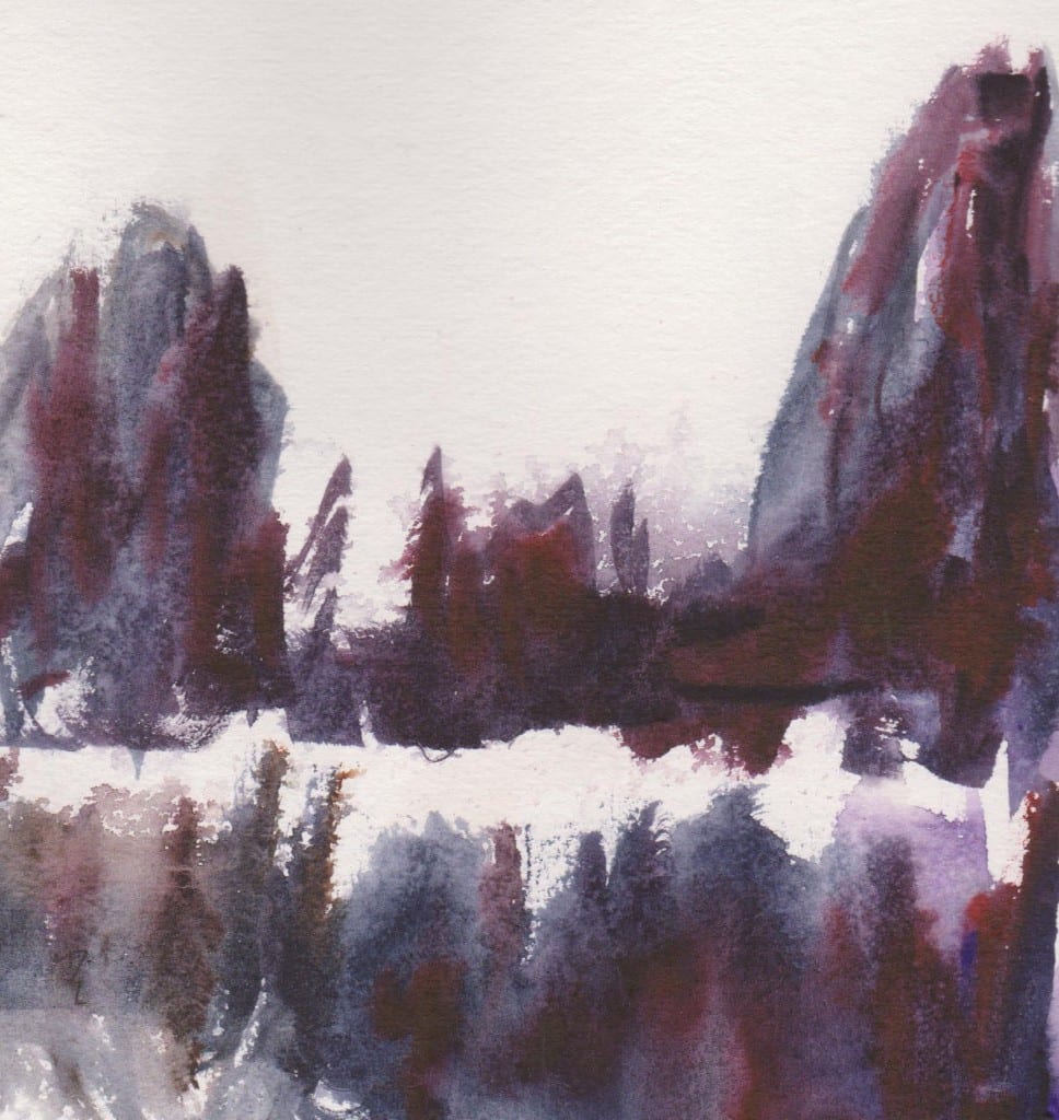 Montagne en hiver - aquarelle - 30 30