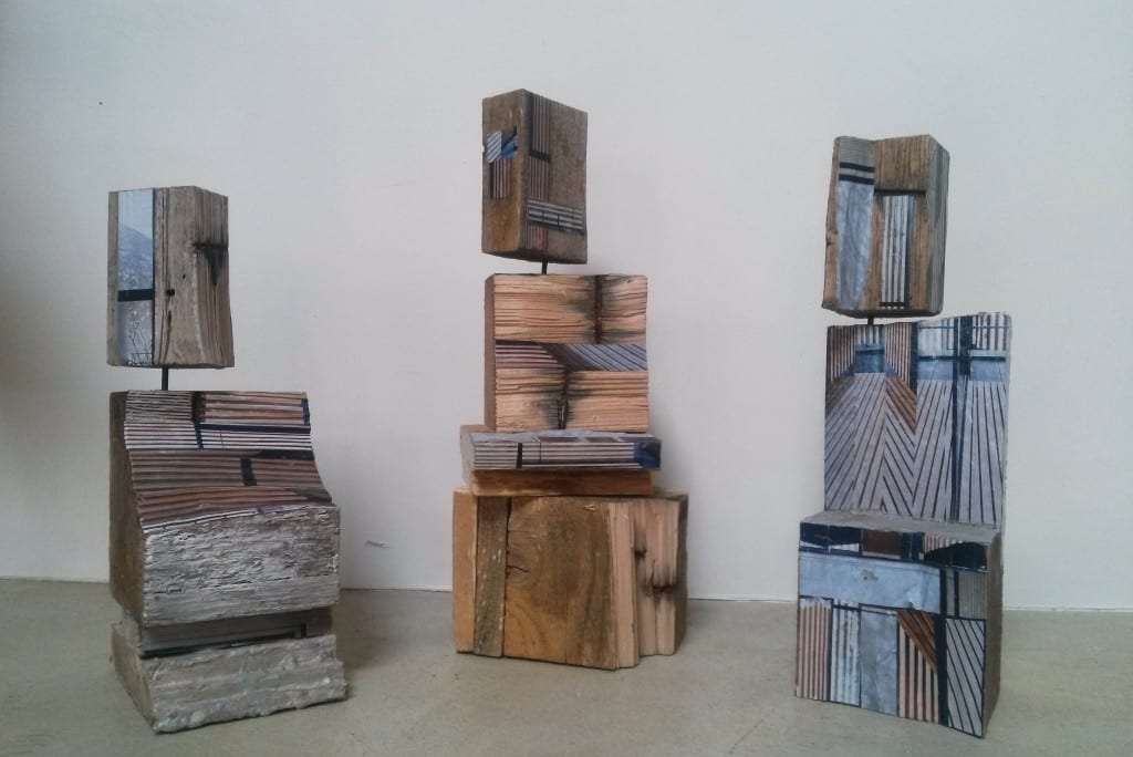 Sculpture Hommes de bois - bois papier peinture