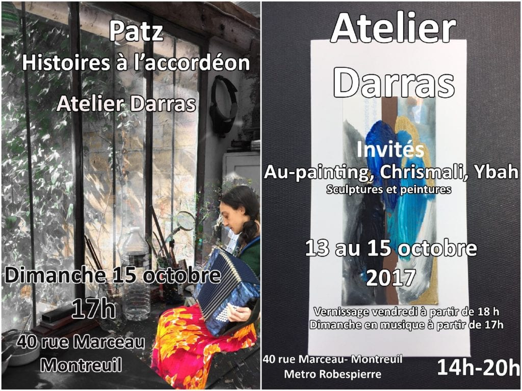 POrtes ouvertes de Montreuil Chez Françoise Darras avec Ybah et Au-painting - participation Patz