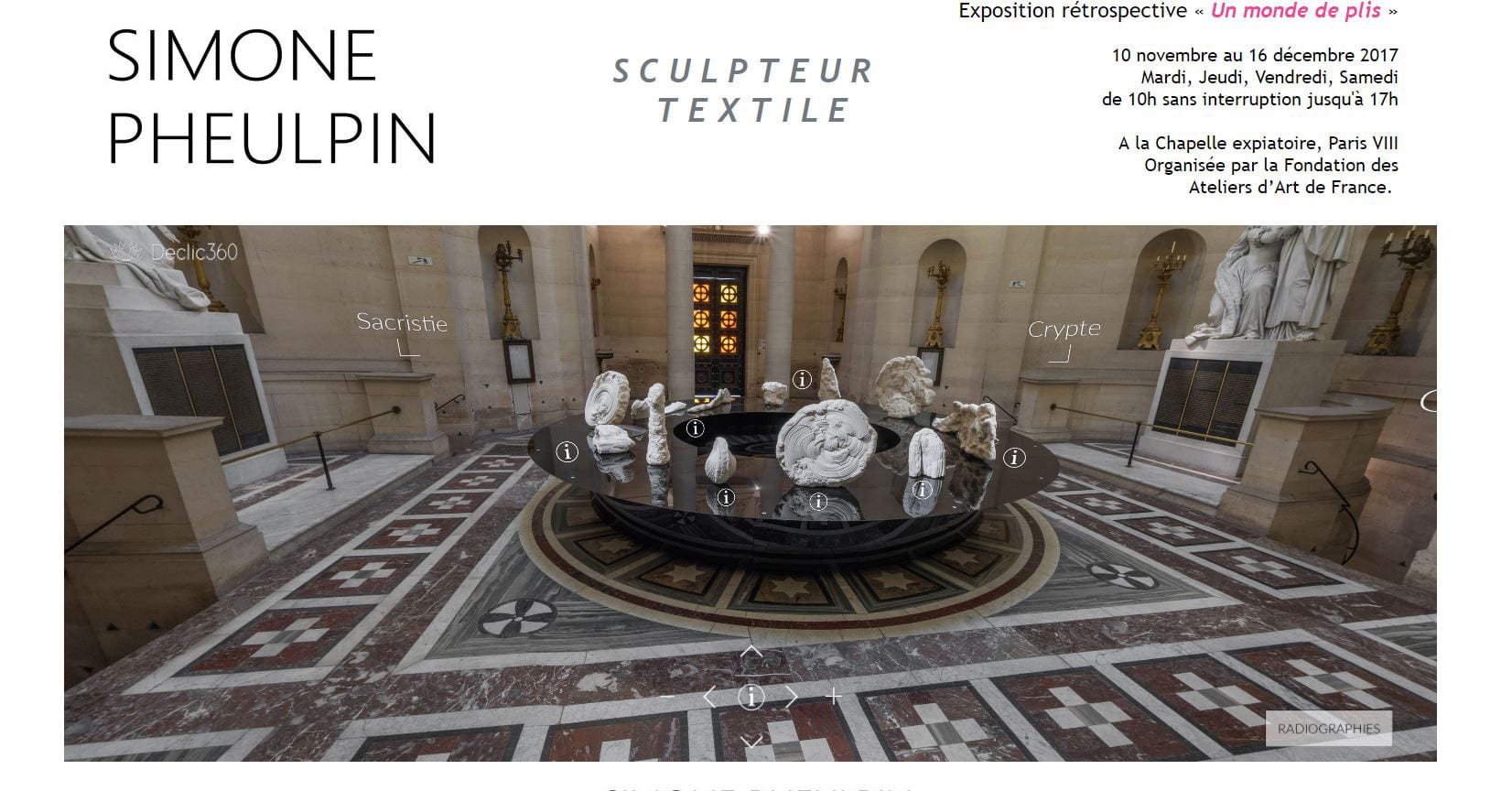 Un monde de plis,  Simone Pheulpin à la Chapelle expiatoire, Paris